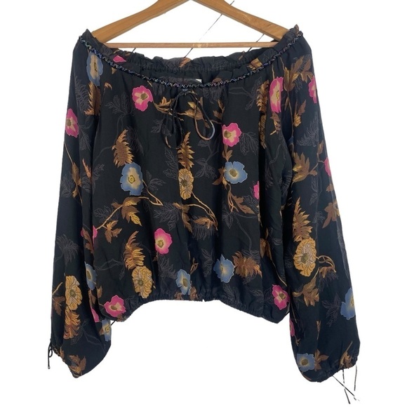 Vintage Reflections Black Silk Floral Blouse - Picture 1 of 5